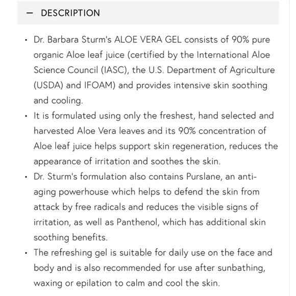 New Dr. Barbara Sturm Aloe Vera